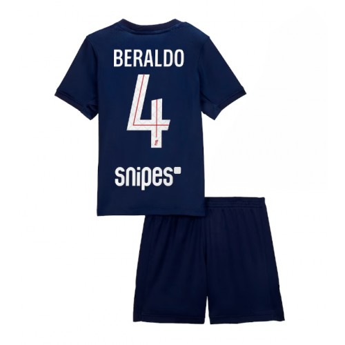 Lacne Dětský Futbalové dres Paris Saint-Germain Lucas Beraldo #4 2025-26 Krátky Rukáv - Domáci (+ trenírky) Lacne Dětský Futbalové dres Paris Saint-Germain Lucas Beraldo #4 2025-26 Krátky Rukáv - Domáci (+ trenírky)